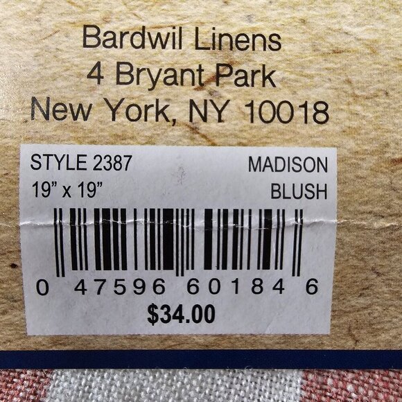 Bardwil Madison Stripe White And Blush Napkins Set Of 4 NIP - Picture 5 of 6